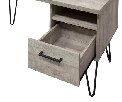 Desk in Gray Wash with Storage Drawer and Shelf