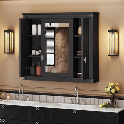 Wall Mounted Cabinet with Mirror and Shelves