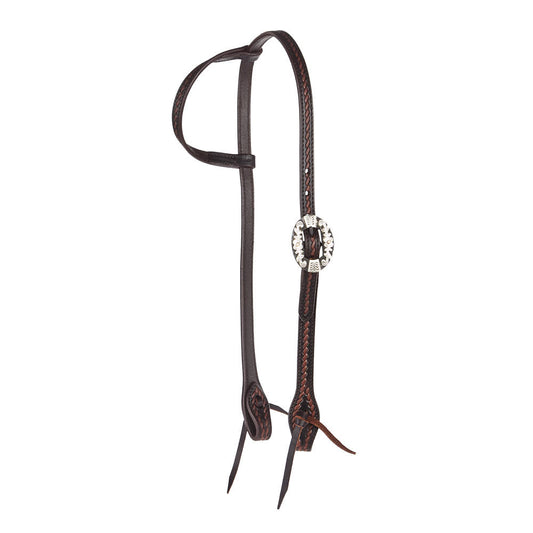 Headstall Mayatex heavy oiled rope tooling floral bar double buckle single-ear darkbrown on Tampa Home & Garden Store