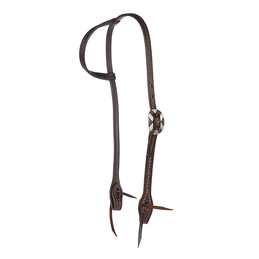 Headstall Mayatex heavy oiled rope tooling, single-ear with oval silver buckle on Tampa Home & Garden Store