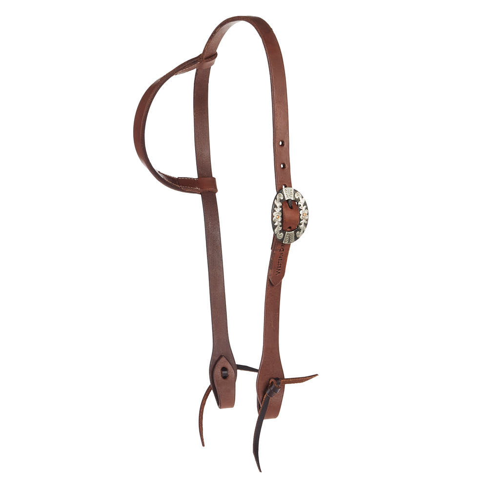 Mayatex heavy oil harness leather floral silver bar single-buckle single-ear headstall on Tampa Home & Garden Store
