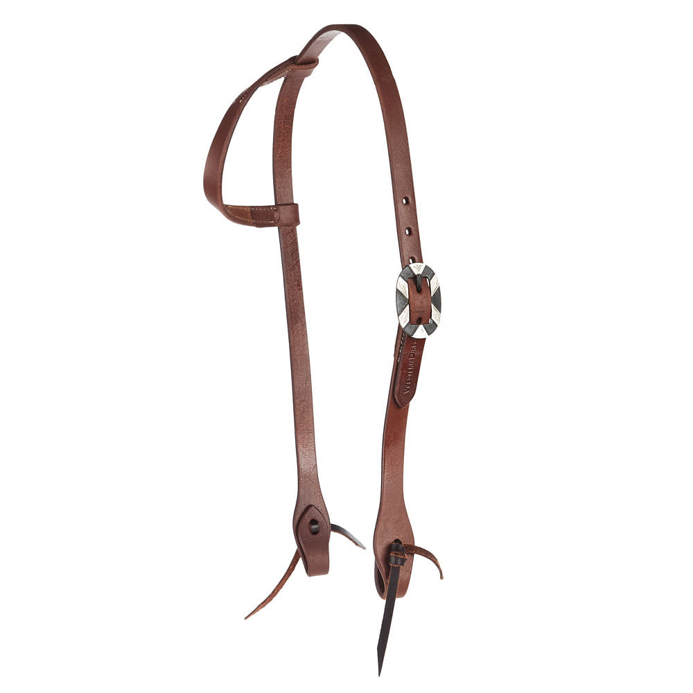 Headstall WD-SEHO-20 Mayatex heavy oil harness leather with oval silver bar buckle, single ear on Tampa Home & Garden Store
