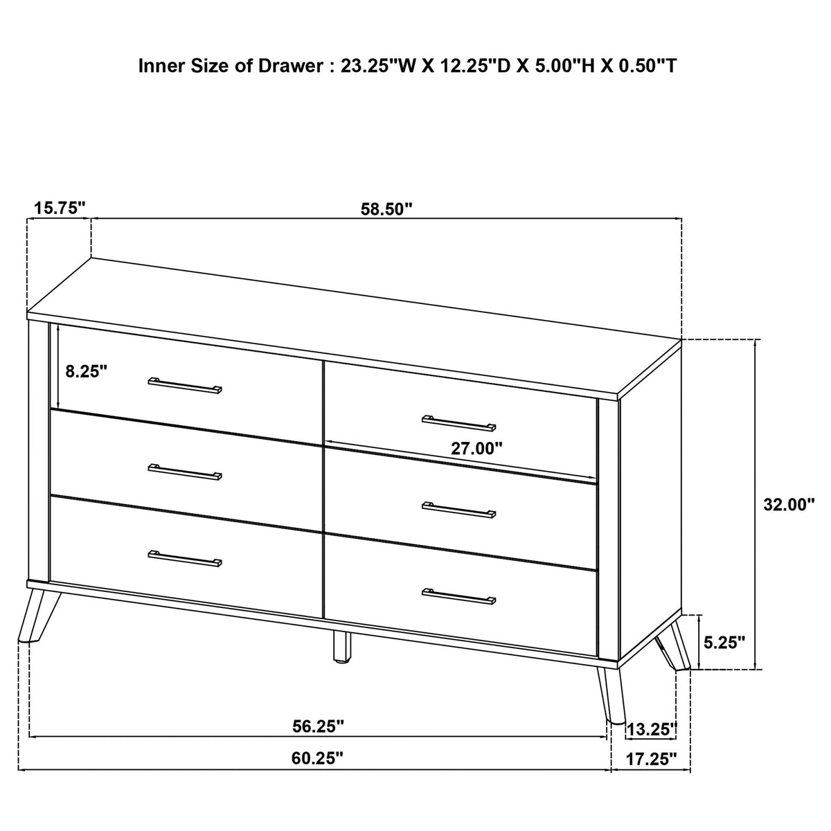 Georgina 4 Piece Queen Bedroom Set With Trim Natural by HouseOfZazla drawing with dimensions on Tampa Home & Garden Store