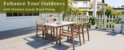 Five Piece Outdoor Acacia Wood Set and a Bench