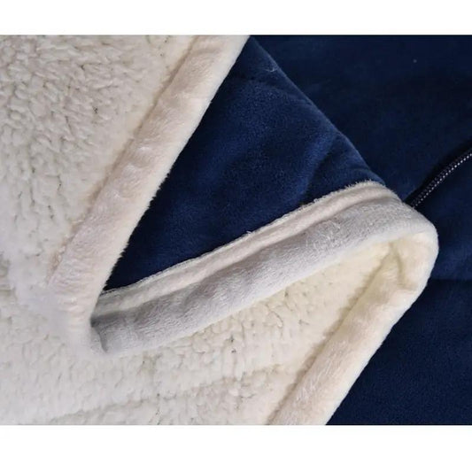 2 In 1 Flannel Cushion Blanket navy outer with cream fleece interior on Tampa Home & Garden Store