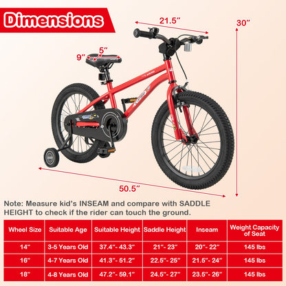 16-inch red kids bike with training wheels, handbrake, coaster brake and bell, DirectDeals on Tampa Home & Garden Store