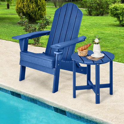 Mesa auxiliar Adirondack redonda de 45 cm resistente a la intemperie - Azul marino