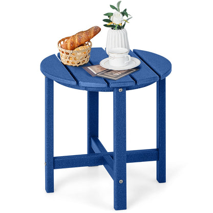Mesa auxiliar Adirondack redonda de 45 cm resistente a la intemperie - Azul marino