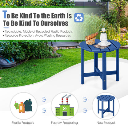 Mesa auxiliar Adirondack redonda de 45 cm resistente a la intemperie - Azul marino
