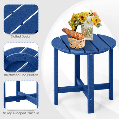 Mesa auxiliar Adirondack redonda de 45 cm resistente a la intemperie - Azul marino