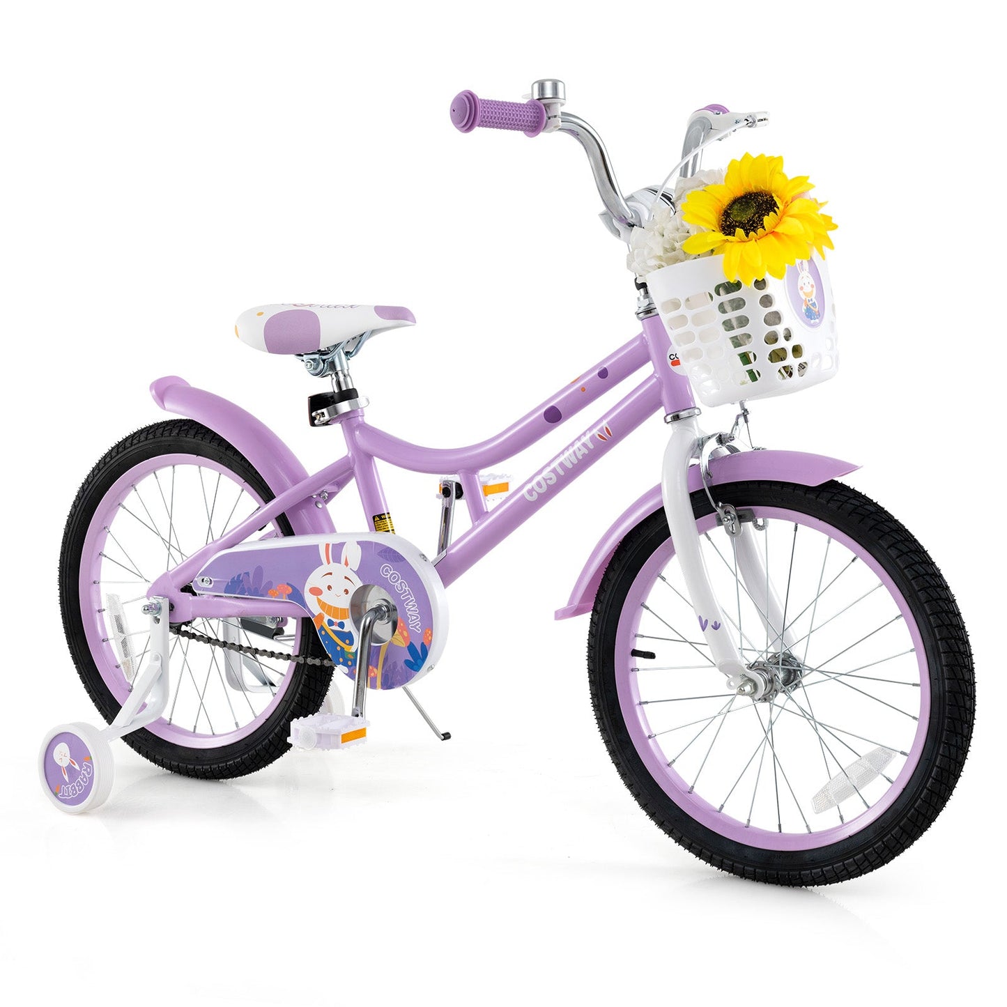 DirectDeals 18 inch girl bike lavender with white basket sunflower, detachable training wheels on Tampa Home & Garden Store