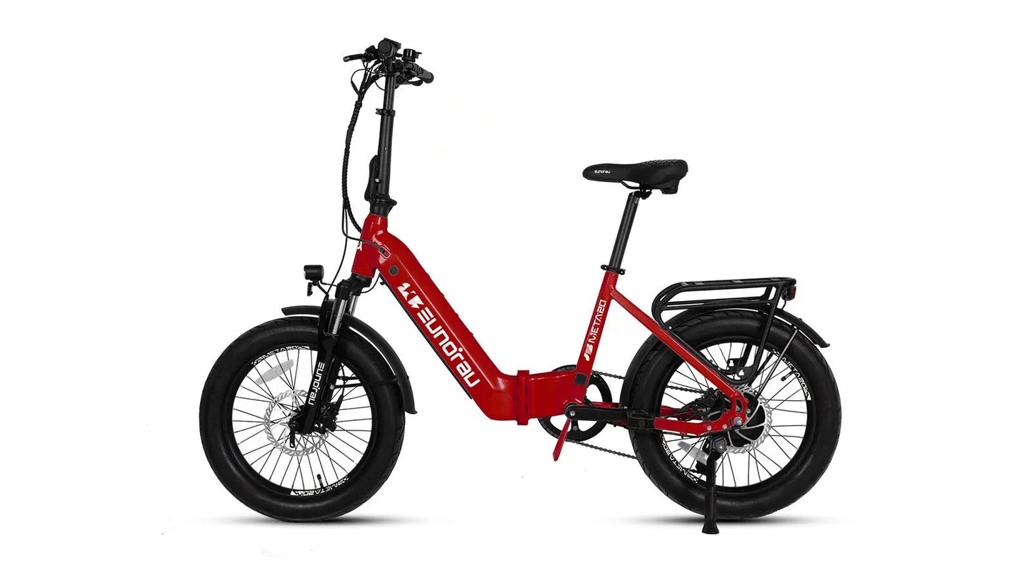 Electric bike EUNORAU META20 1.0 red with frame and rear rack on Tampa Home & Garden Store