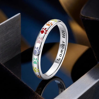 925 sterling silver ring with rainbow enamel paw prints, size 6, Bids.com on Tampa Home & Garden Store