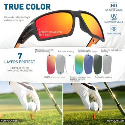 Kapvoe polarized sunglasses UV400 with black frame and orange mirrored lenses by BikerZoneZ on Tampa Home & Garden Store