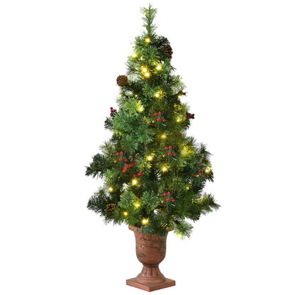 LED Christmas Tree with Red Berries Pine Cones DirectDeals warm lights in a terracotta urn on Tampa Home & Garden Store