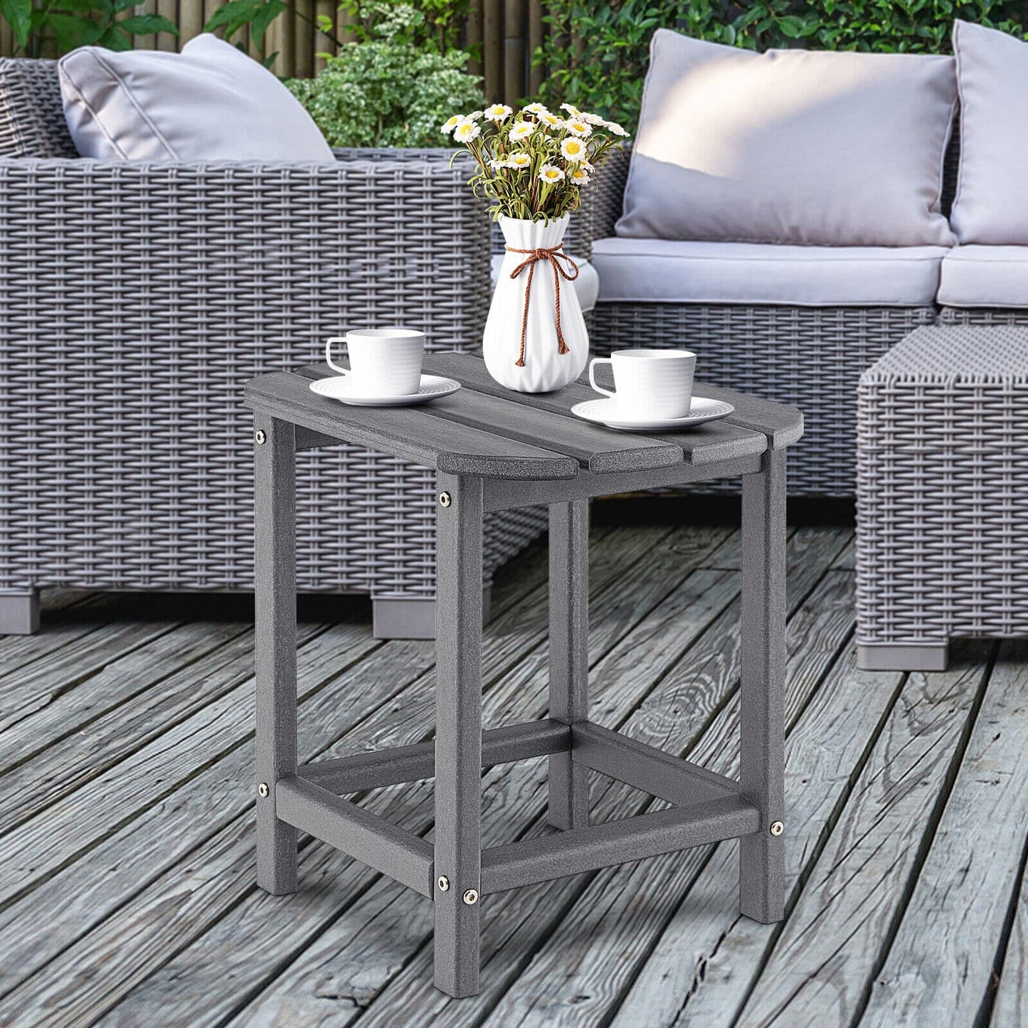 Mesa auxiliar de 18 pulgadas resistente a la intemperie para jardín, patio - Gris