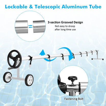 18 Ft Pool Cover Reel Set Aluminum In-ground Swimming Solar Cover Reel