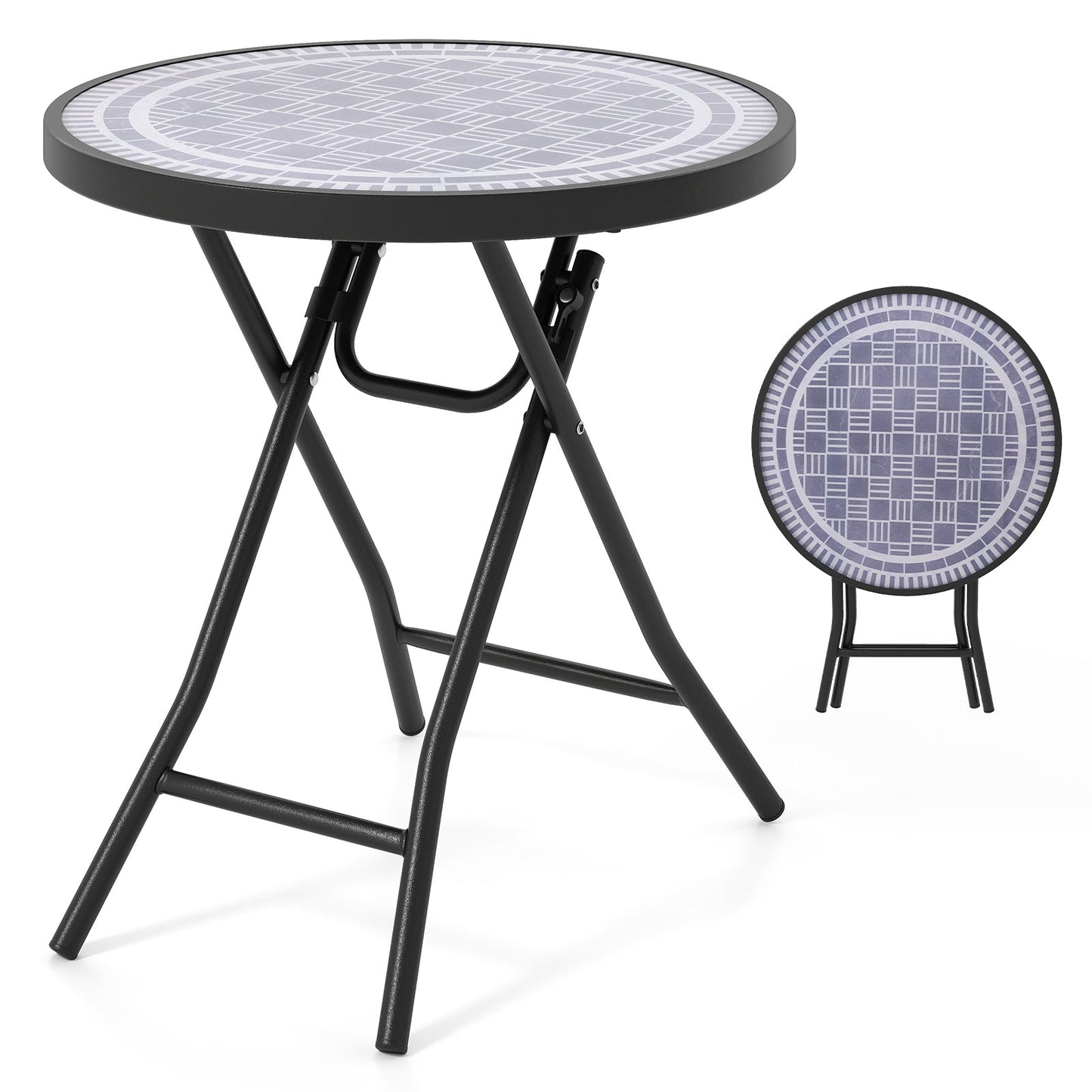 18 Inch Folding Side Table Patio Round Compact Coffee Table