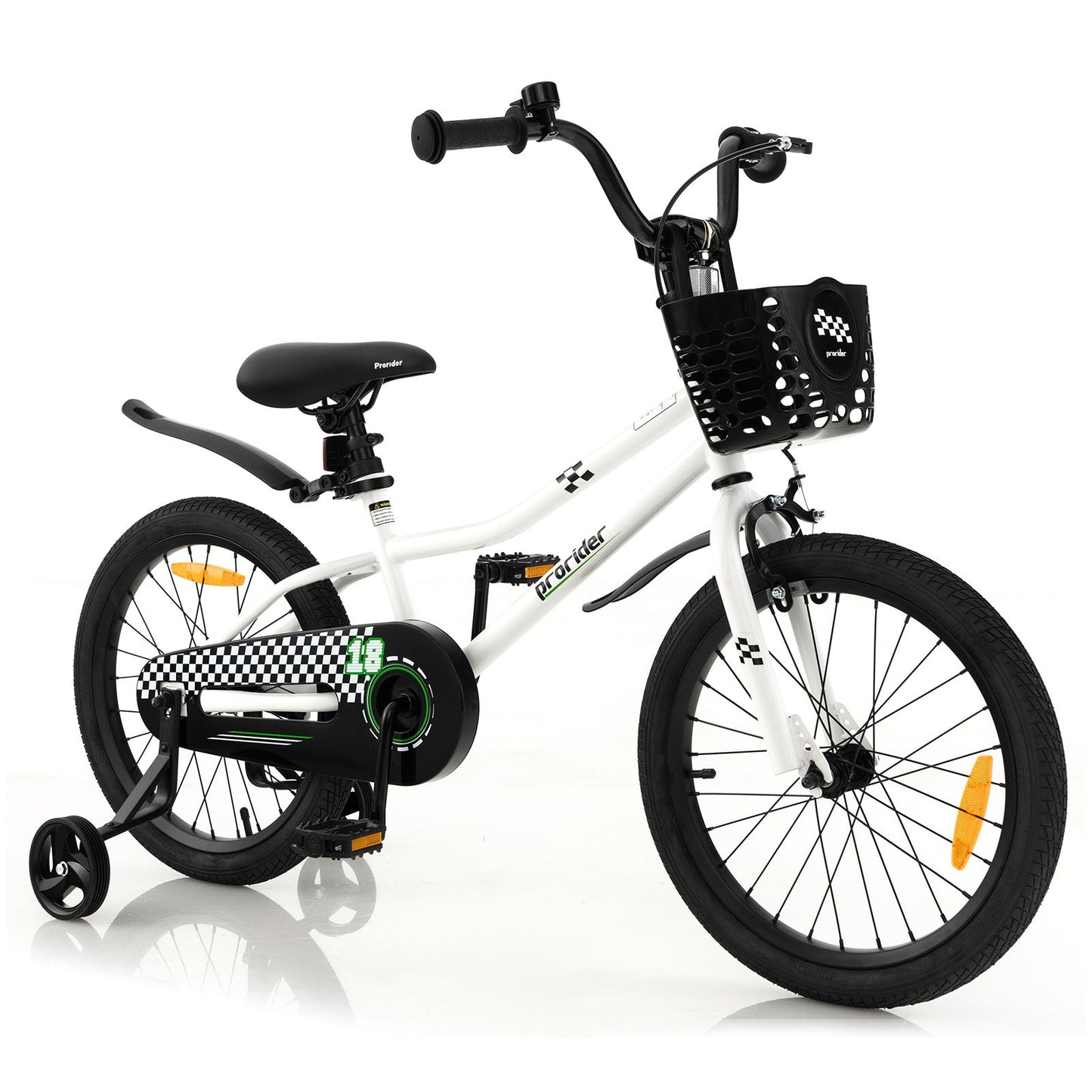 18 Feet Kids Bike with Removable Training Wheels-White