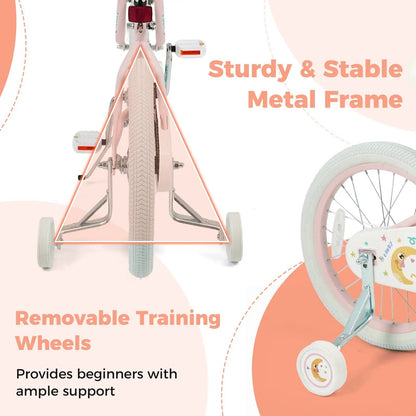 Kids Bike 12 To 18 Inch With Training Wheels Pink