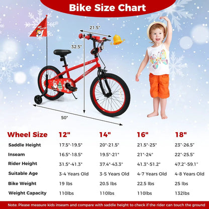 Kids Bike 12 to 18 Inch with Training Wheels