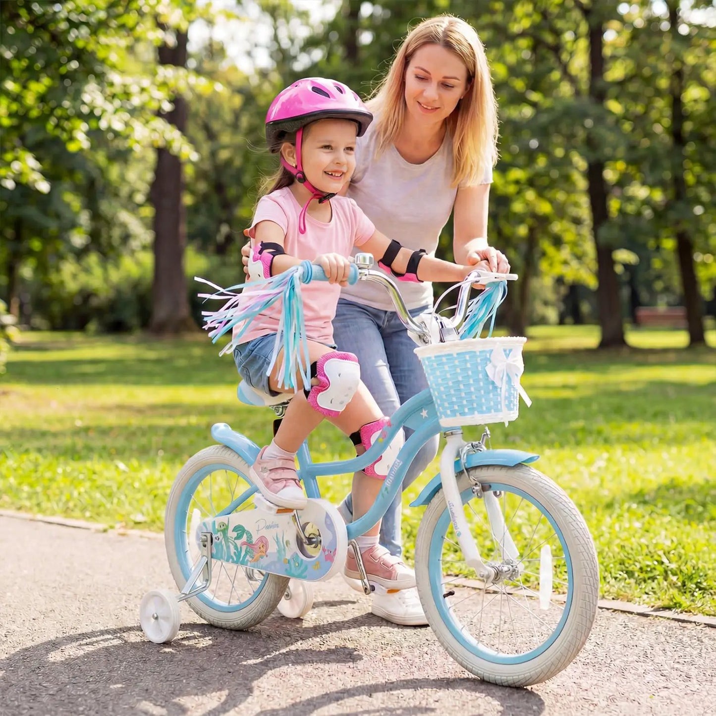 Kids Mermaid Bike 12 to 20 Training Wheels Basket