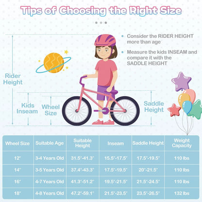 Kids Mermaid Bike 12 to 20 Training Wheels Basket