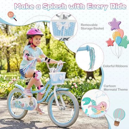 Kids Mermaid Bike 12 to 20 Training Wheels Basket