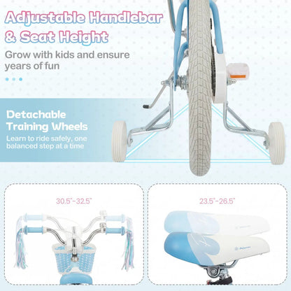 Kids Mermaid Bike 12 to 20 Training Wheels Basket
