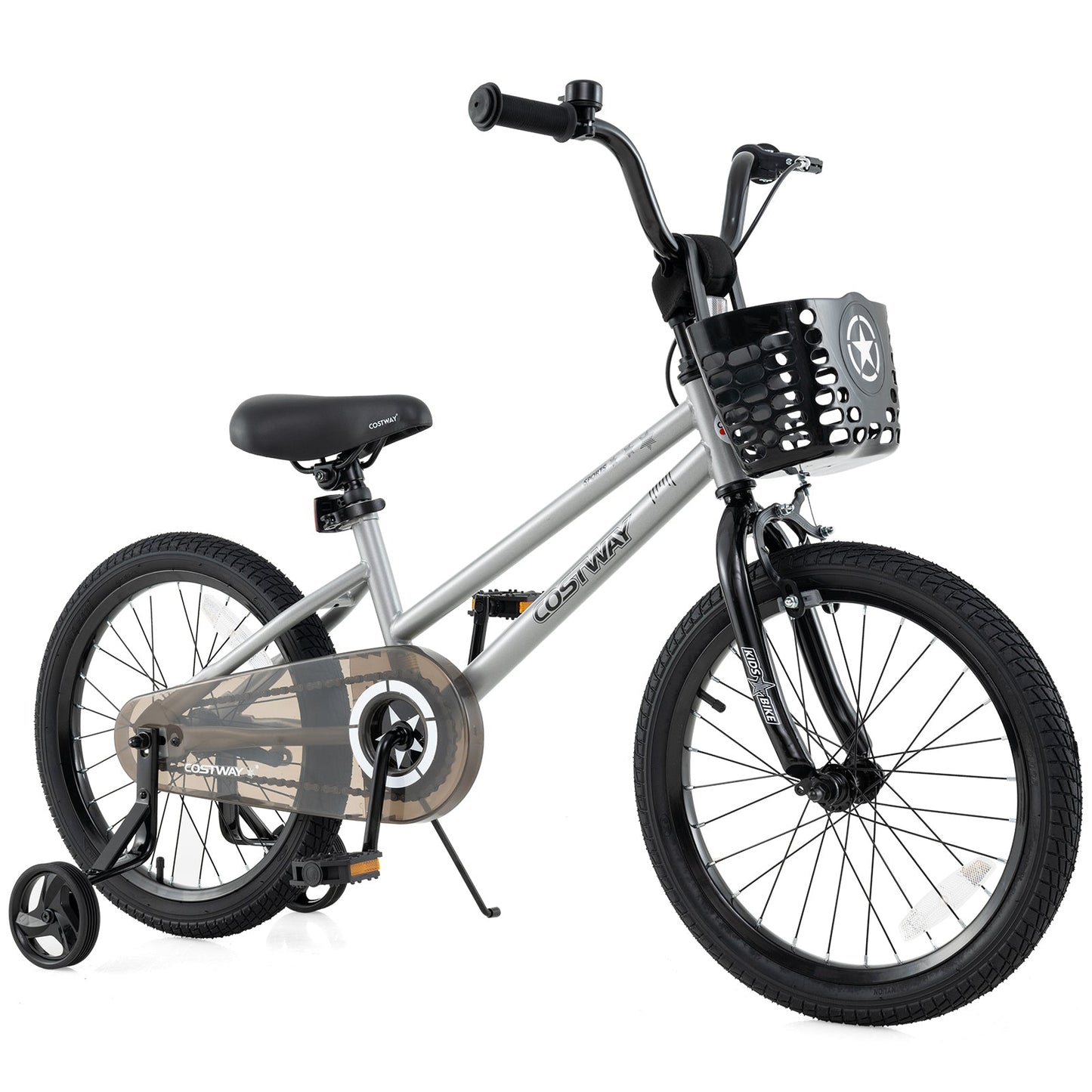 12 Inch Kids Bike Adjustable with Transparent Chain Cover for 3-4 Years Old