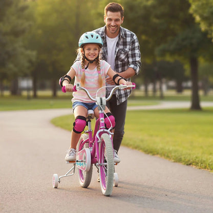 Kids Bike 12-18 Inch with Training Wheels Pink