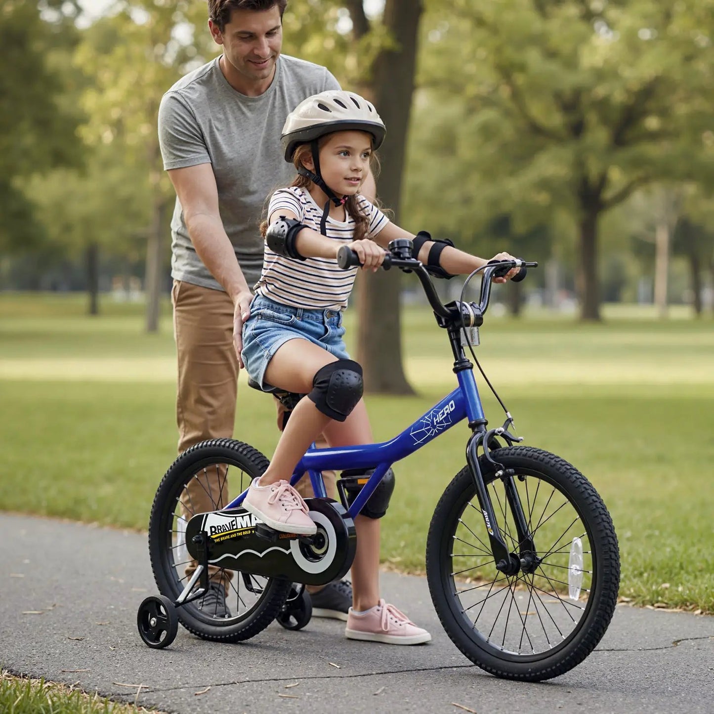 Kids 14-Inch Bike With Training Wheels Navy