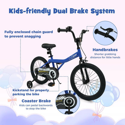 Kids 14-Inch Bike With Training Wheels Navy