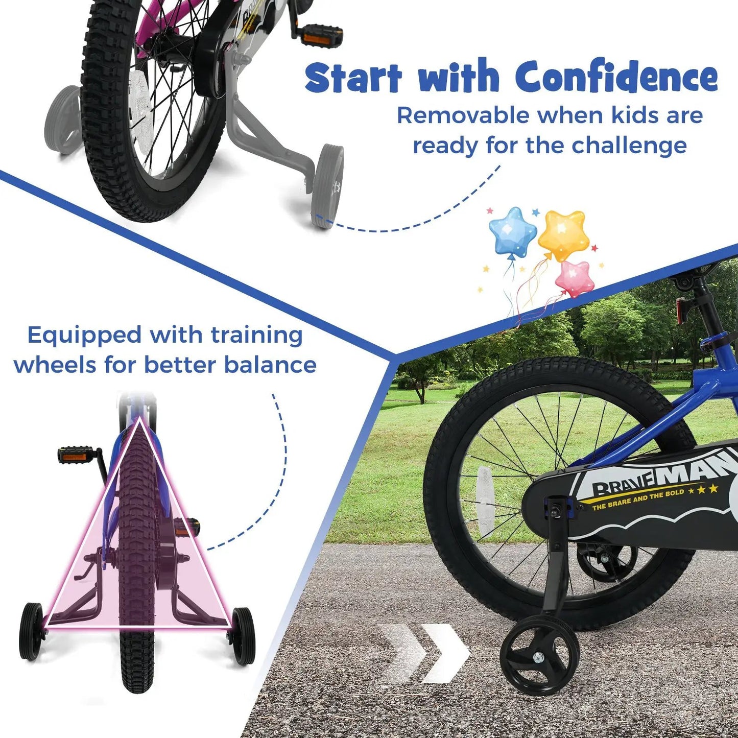 Kids 14-Inch Bike With Training Wheels Navy