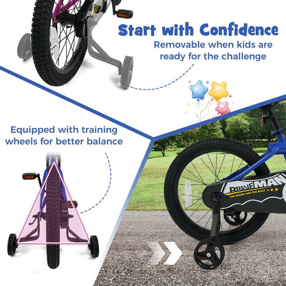 Kids 14-Inch Bike With Training Wheels Navy