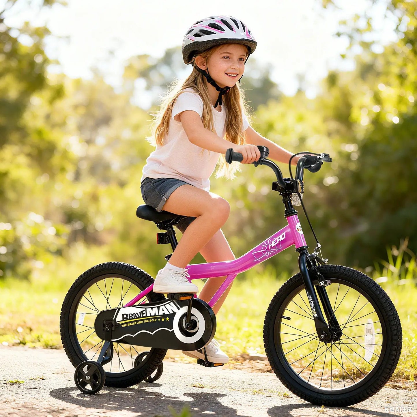 Kids Bike 14-Inch with Training Wheels Pink