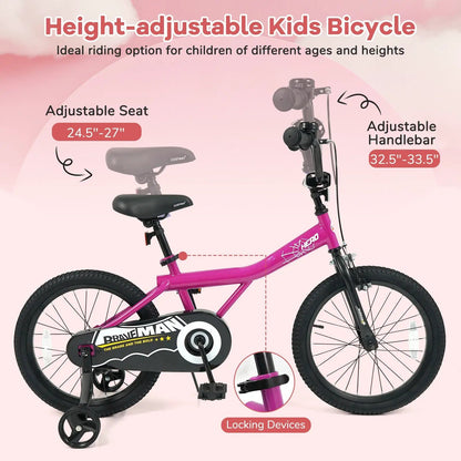 Kids Bike 14-Inch with Training Wheels Pink
