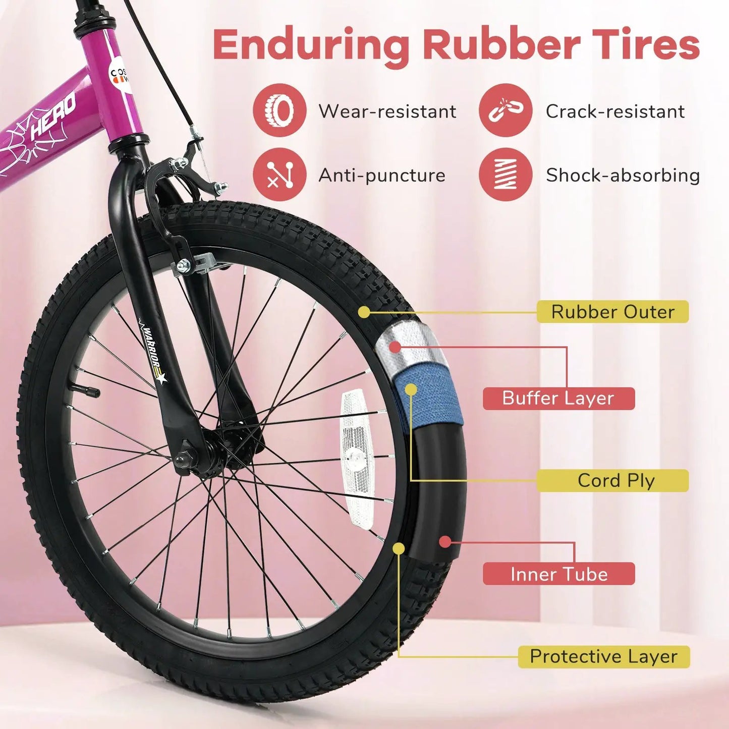 Kids Bike 14-Inch with Training Wheels Pink