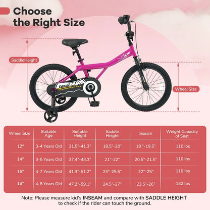 Kids Bike 14-Inch with Training Wheels Pink