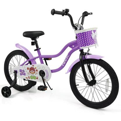 Kids Bike With Training Wheels 12 To 18 Purple