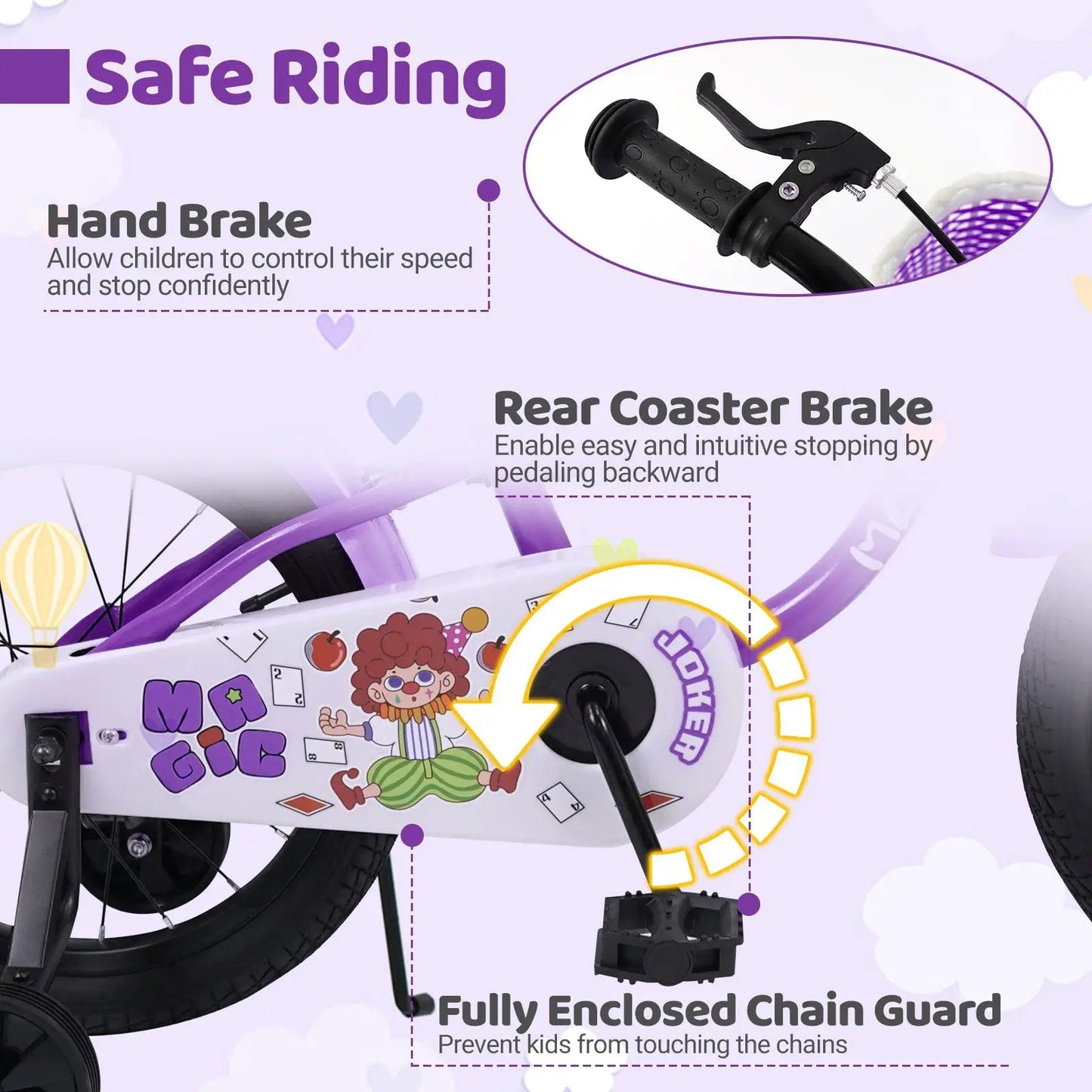 Kids Bike With Training Wheels 12 To 18 Purple