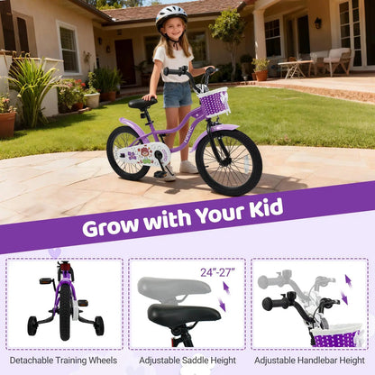 Kids Bike With Training Wheels 12 To 18 Purple
