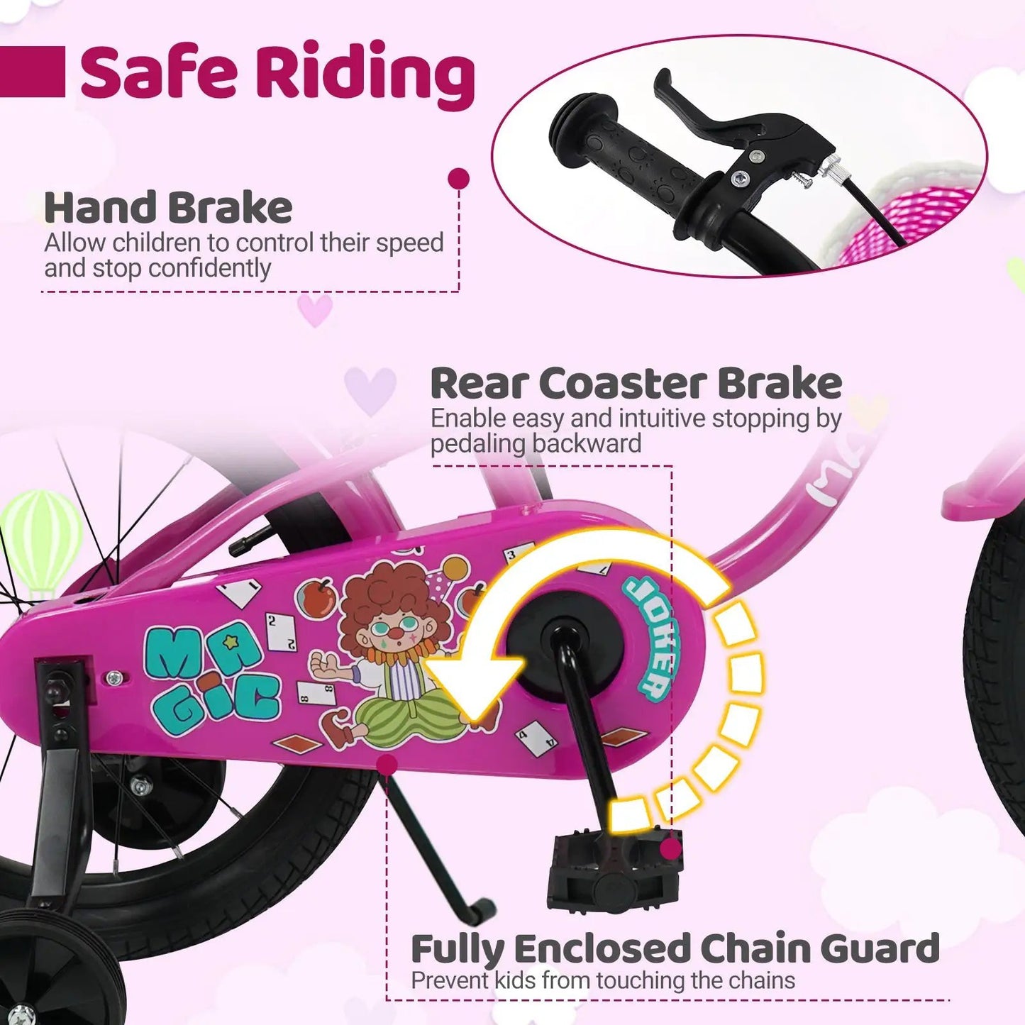 Kids Bike With Training Wheels 12 to 18 Inch Rose