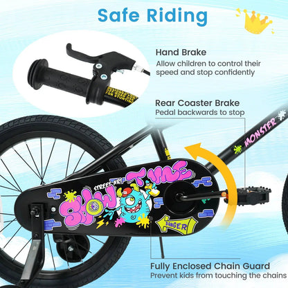18-Inch Kids Bike With Training Wheels 4-8