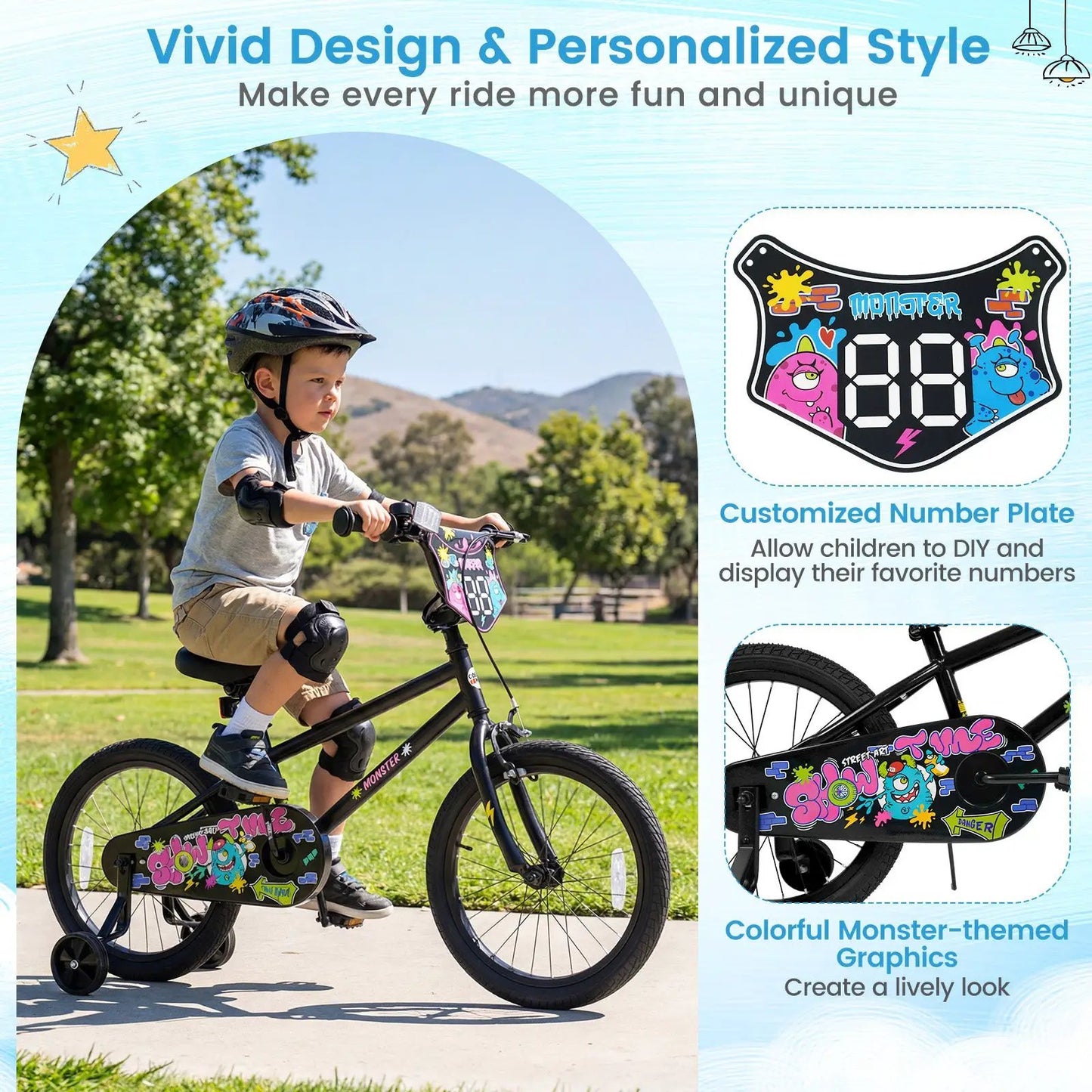 18-Inch Kids Bike With Training Wheels 4-8
