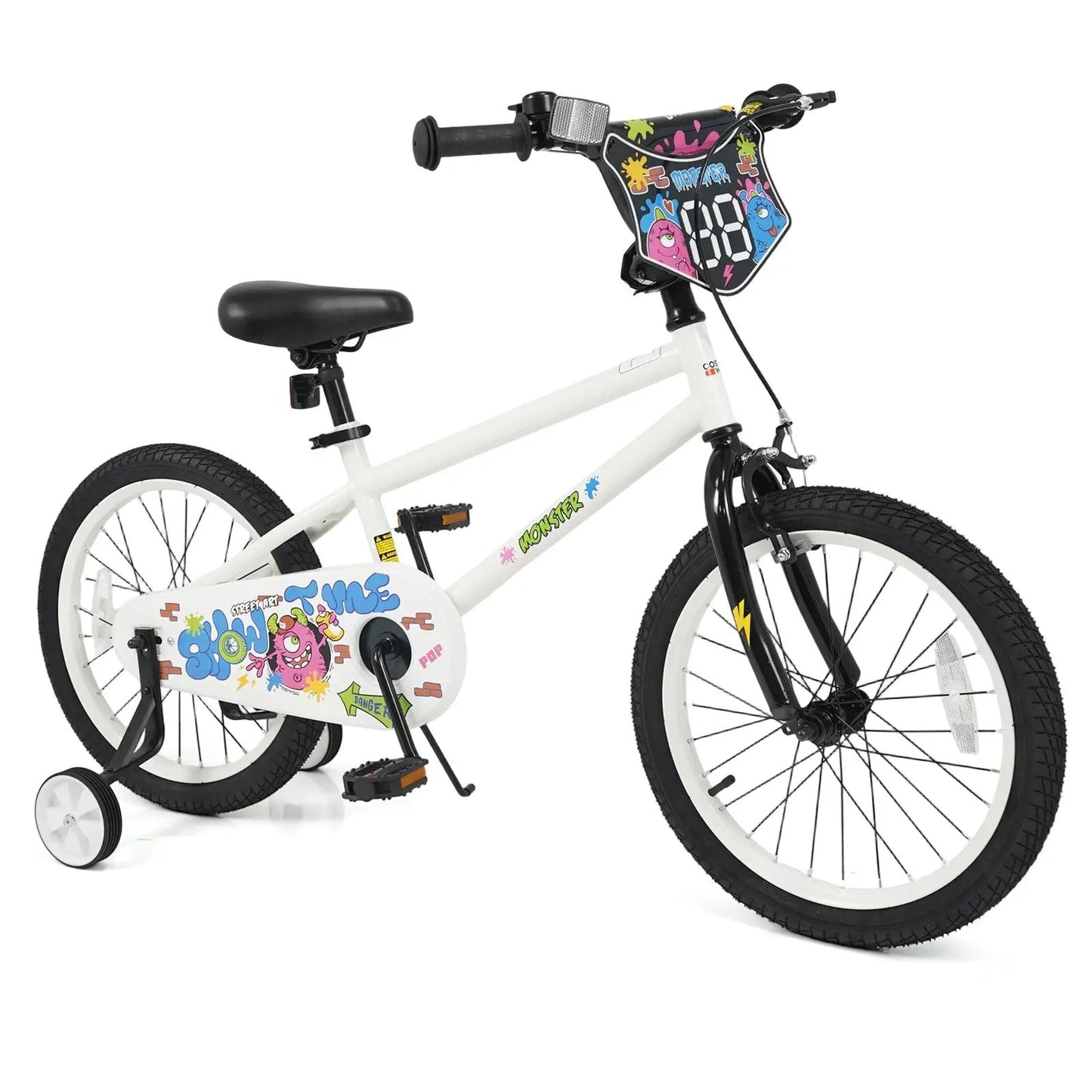 Kids Bike with Training Wheels 12 to 18 White