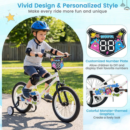 Kids Bike with Training Wheels 12 to 18 White