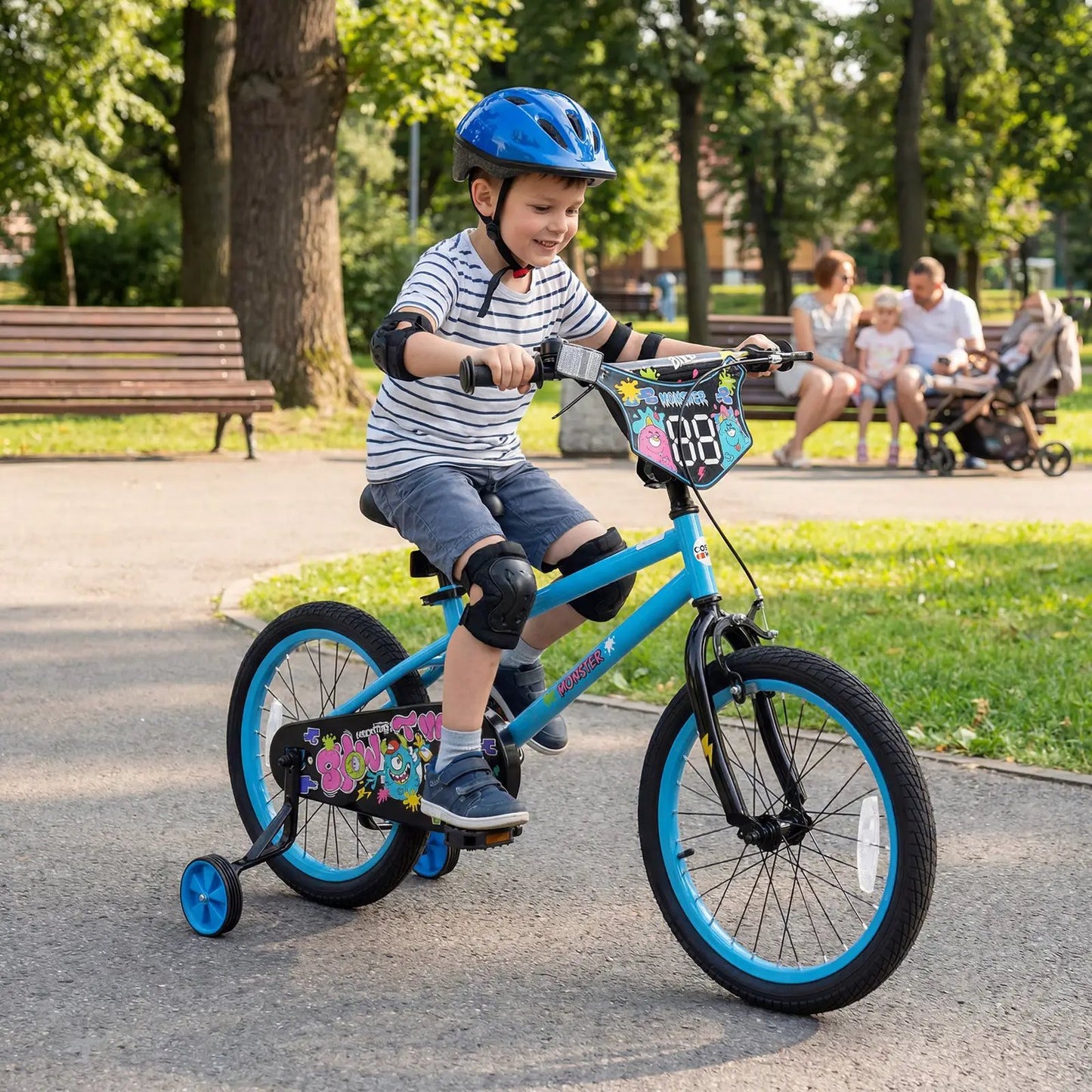 Kids Bike Sixteen Inch Training Wheels For Ages 4