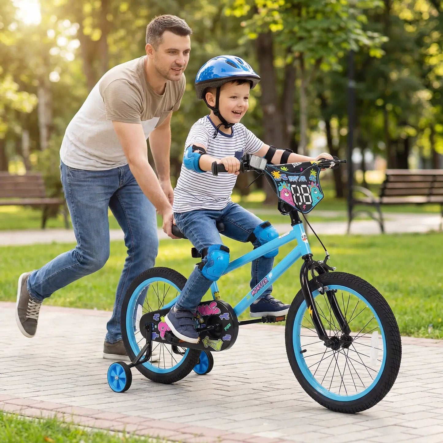 Kids Bike Sixteen Inch Training Wheels For Ages 4