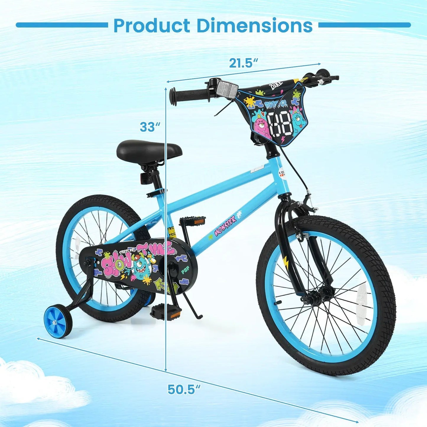 Kids Bike Sixteen Inch Training Wheels For Ages 4